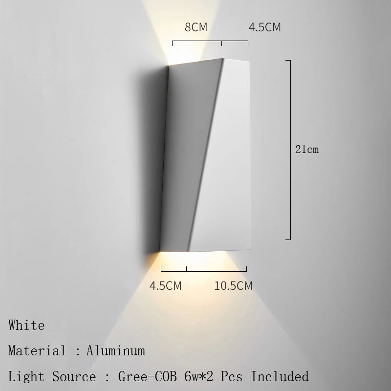 Applique murale LED moderne en aluminium – lampe design géométrique haut et bas