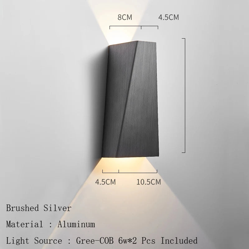 Applique murale LED moderne en aluminium – lampe design géométrique haut et bas