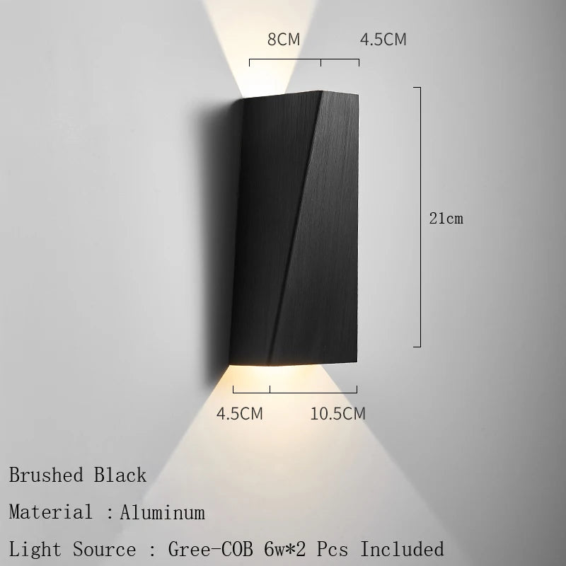 Applique murale LED moderne en aluminium – lampe design géométrique haut et bas