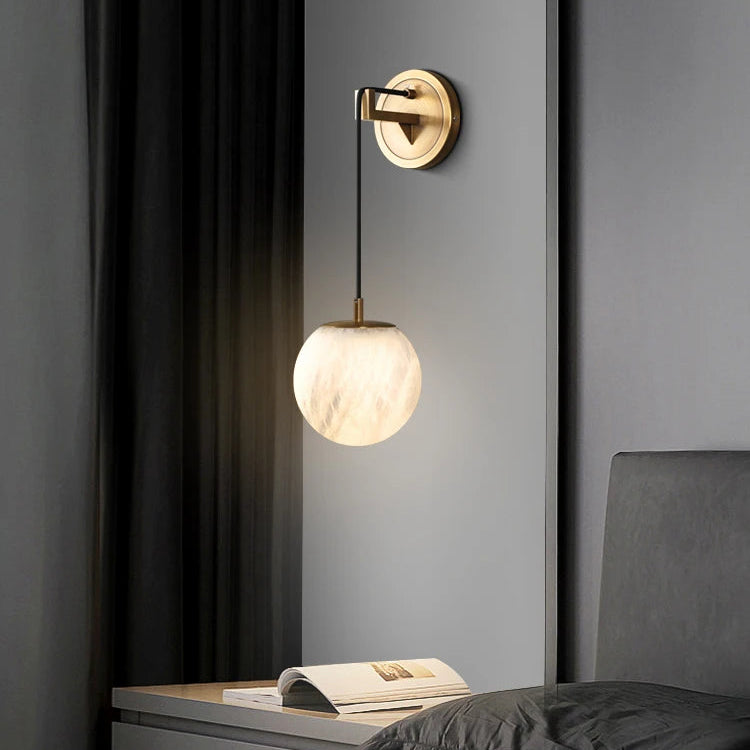Applique murale LED moderne en cuivre et marbre