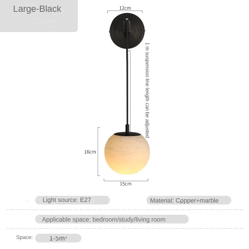 Applique murale LED moderne en cuivre et marbre