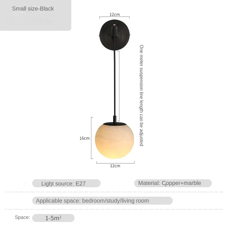 Applique murale LED moderne en cuivre et marbre