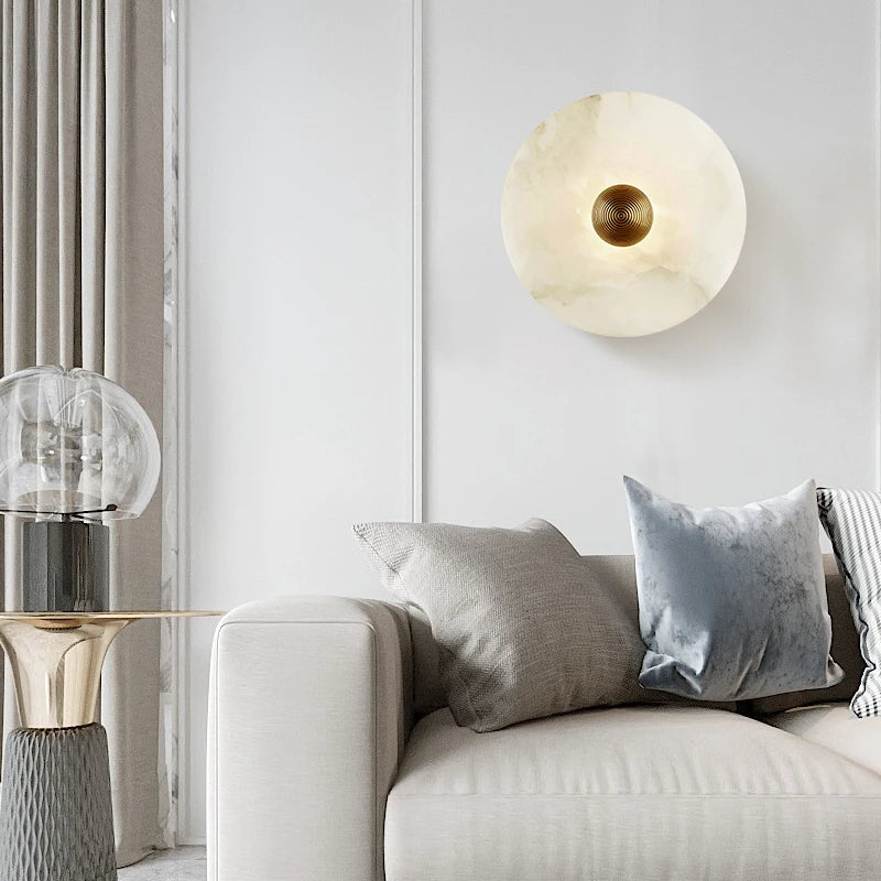 Applique murale LED moderne en marbre et aluminium – lampe design élégante