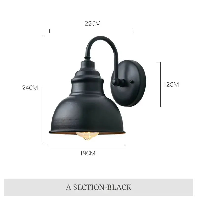 Applique murale LED noire rétro