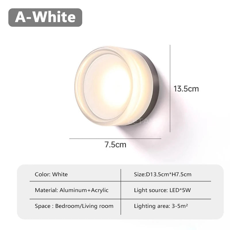 Applique murale LED ronde moderne en aluminium