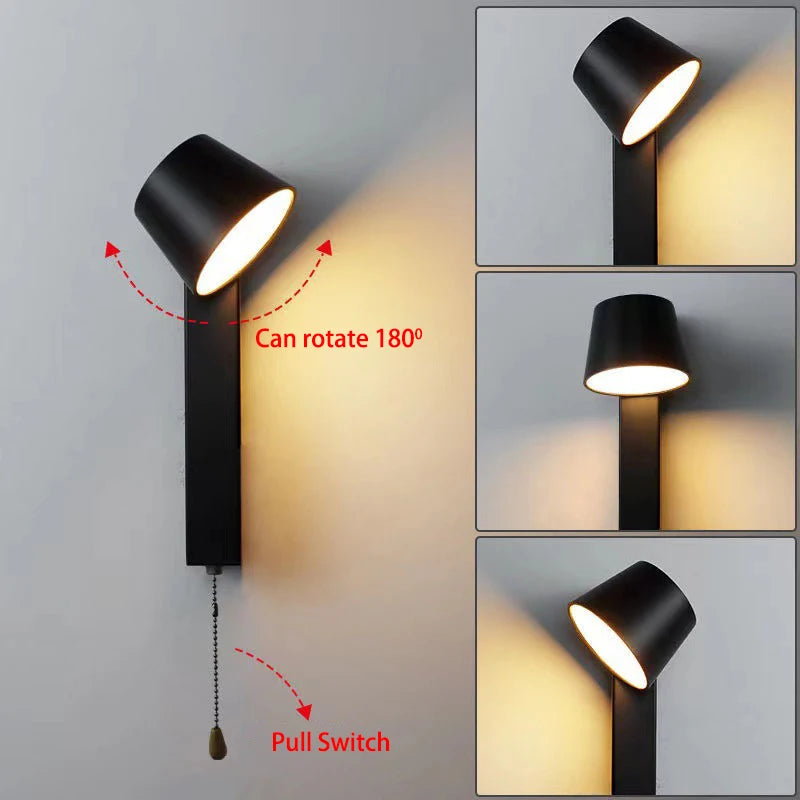 Applique murale LED scandinave – Interrupteur à tirette