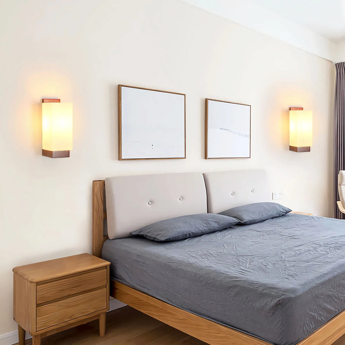 Applique murale LED vintage – Bois et verre créatif