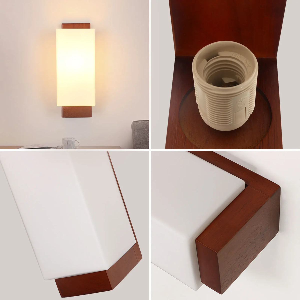 Applique murale LED vintage – Bois et verre créatif