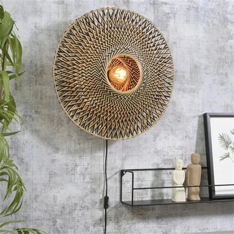 Applique murale Wabi-Sabi en rotin LED