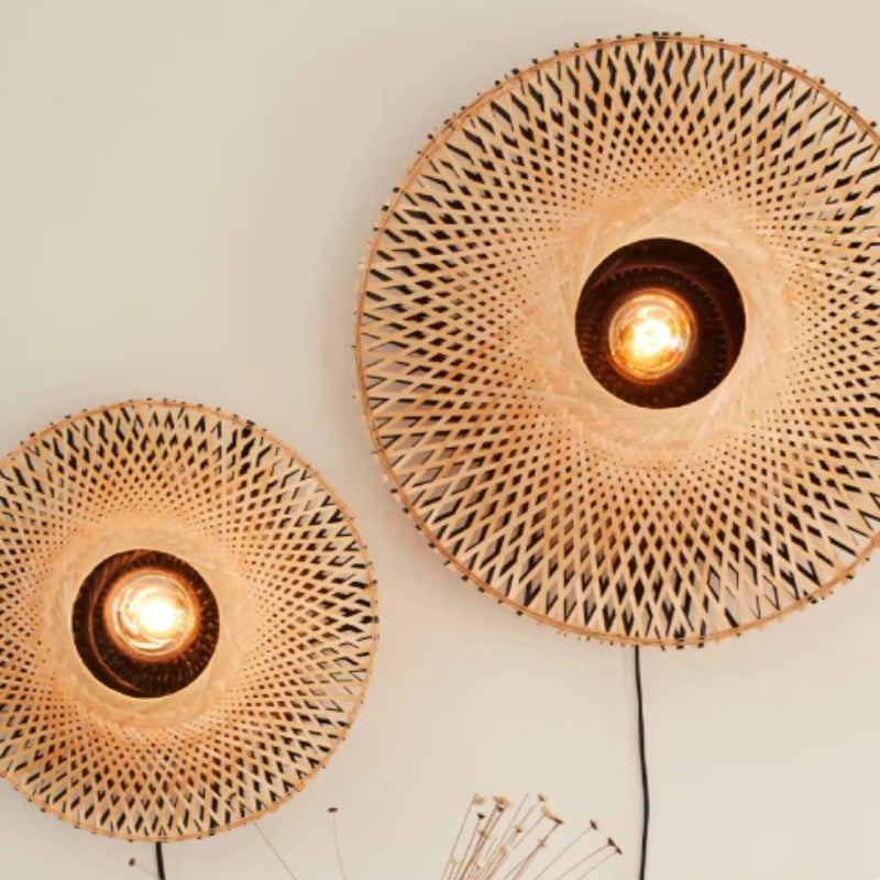 Applique murale Wabi-Sabi en rotin LED