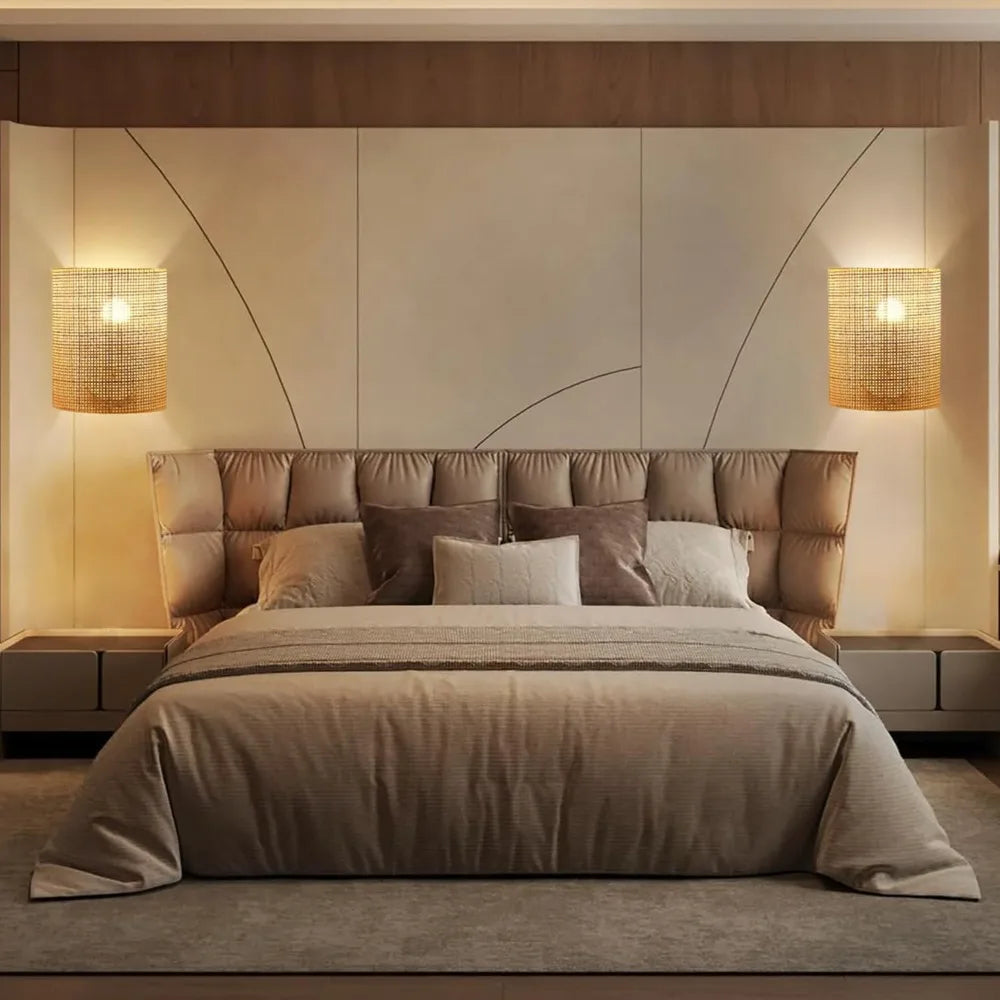 Applique murale bambou et rotin vintage E27