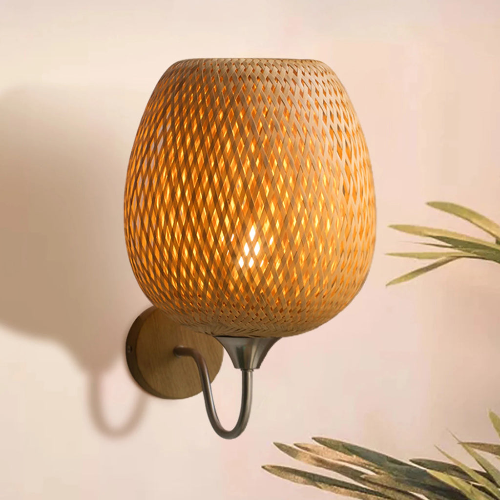 Applique murale bambou et rotin vintage