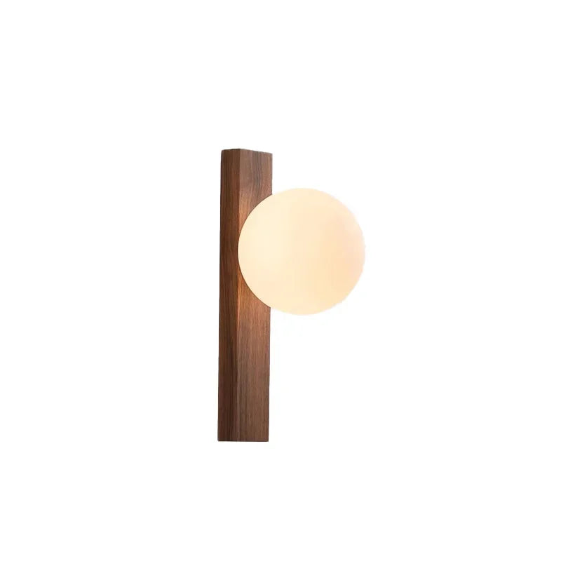 Applique murale bois noyer et verre LED – lampe design moderne haut de gamme