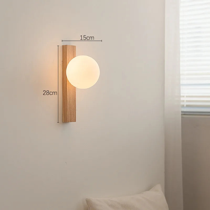 Applique murale bois noyer et verre LED – lampe design moderne haut de gamme