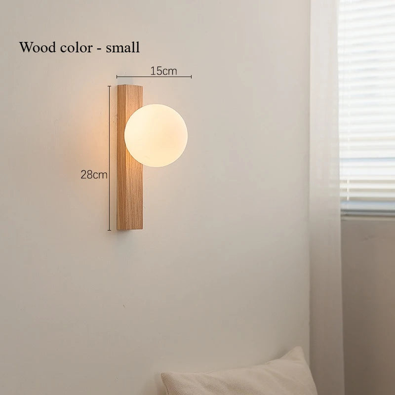 Applique murale bois noyer et verre LED – lampe design moderne haut de gamme