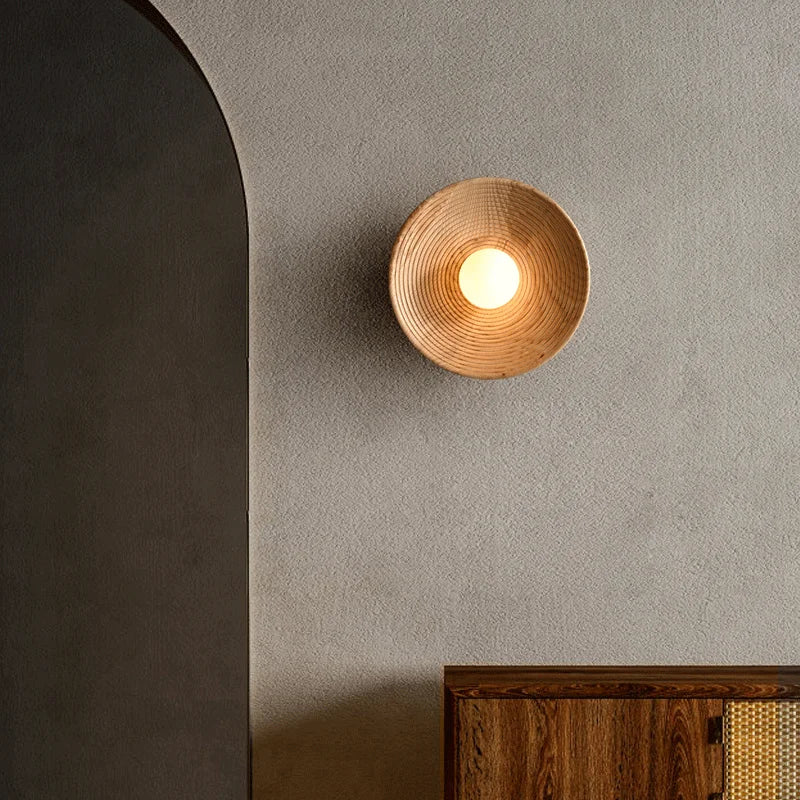 Applique murale bois style japonais – lampe LED design naturel
