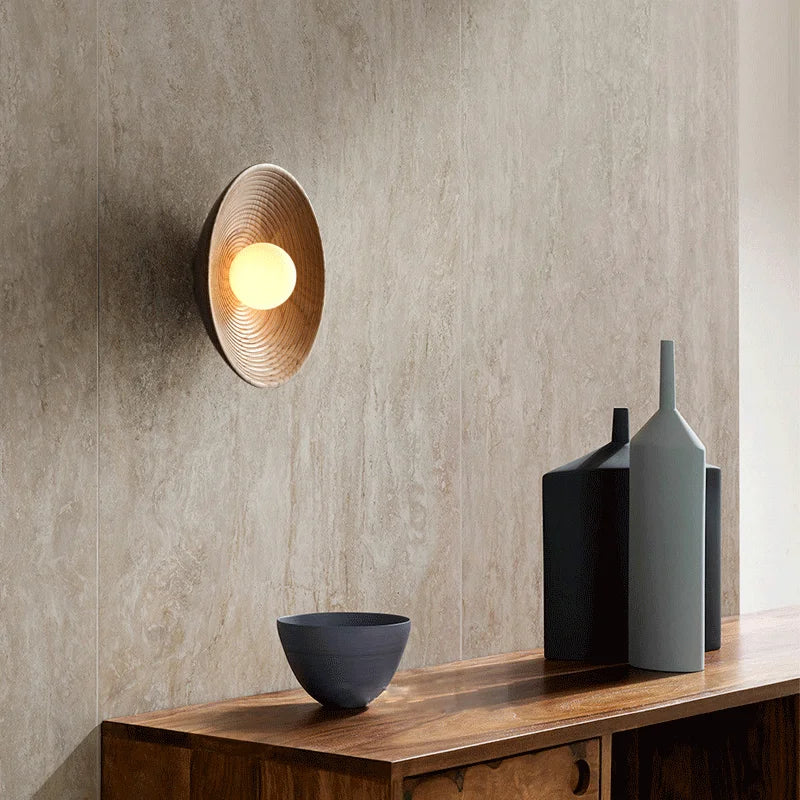 Applique murale bois style japonais – lampe LED design naturel