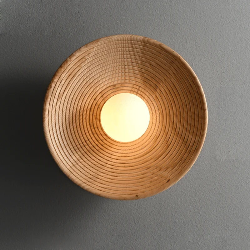 Applique murale bois style japonais – lampe LED design naturel