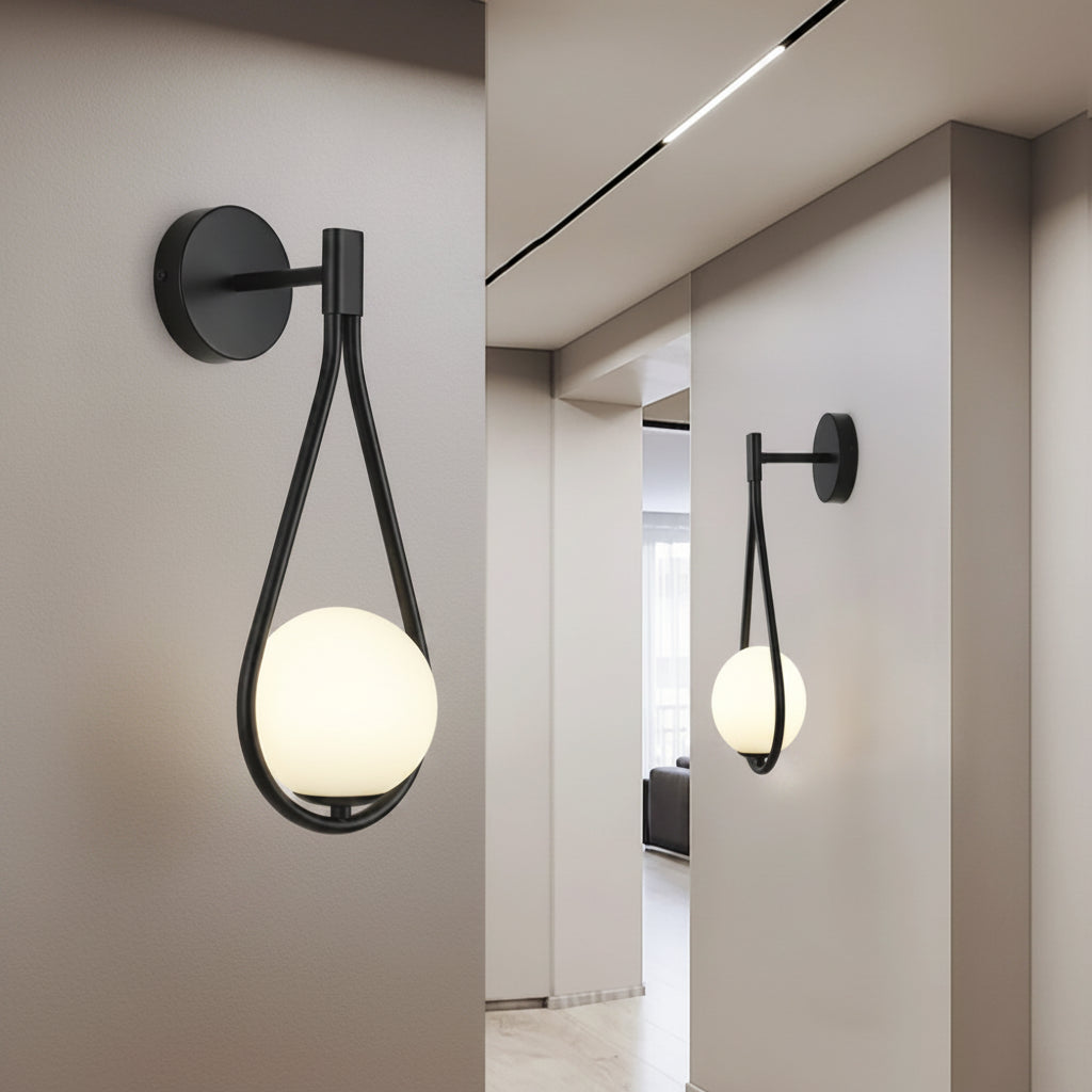 Applique murale boule de verre teinté LED
