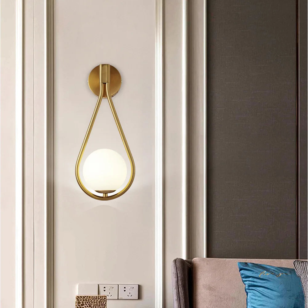 Applique murale boule de verre teinté LED