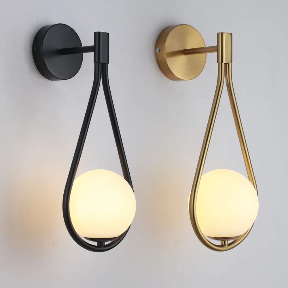 Applique murale boule de verre teinté LED