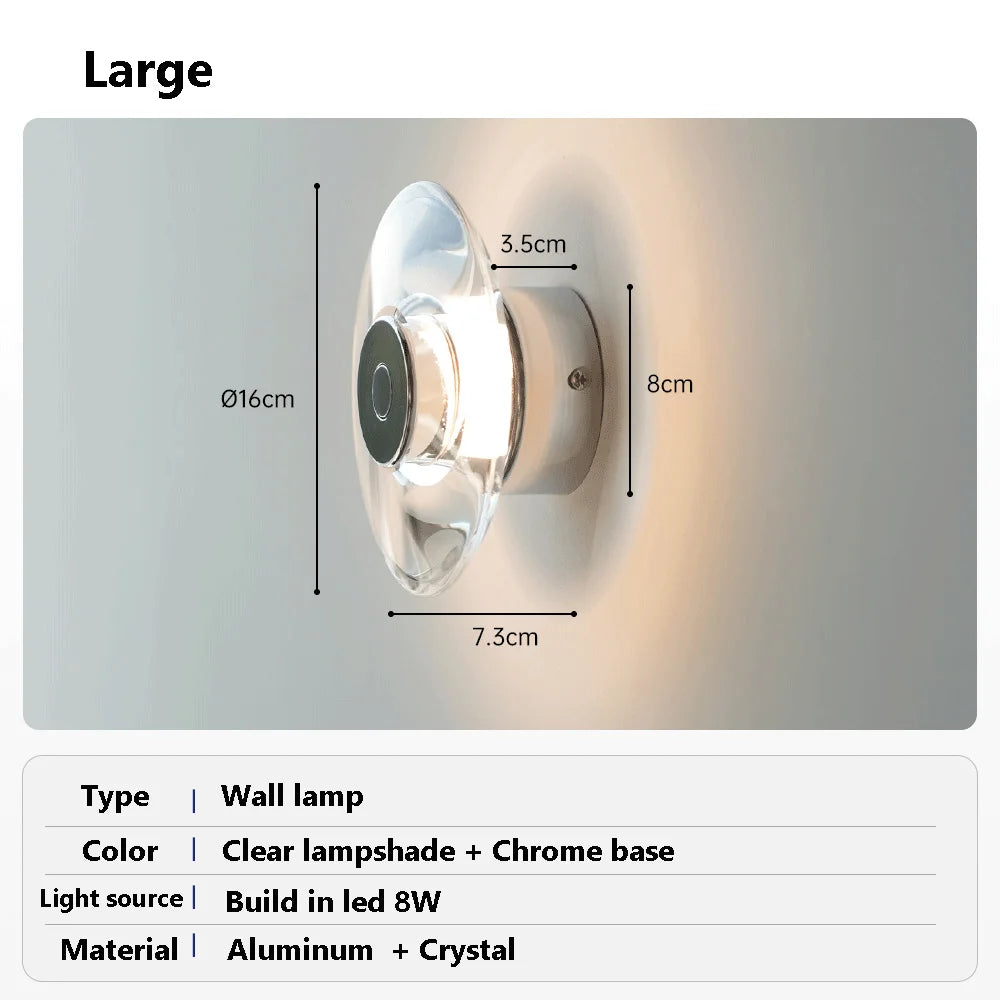 Applique murale cristal ronde LED – Chevet & Salon