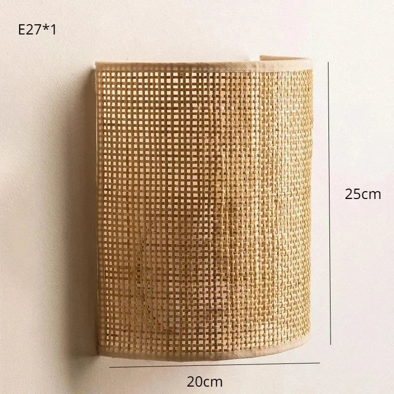 Applique murale en bambou rotin LED style naturel japonais