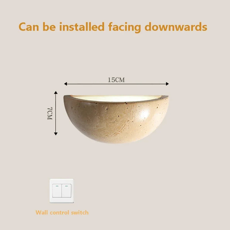 Applique murale en pierre LED – lampe japonaise design minimaliste