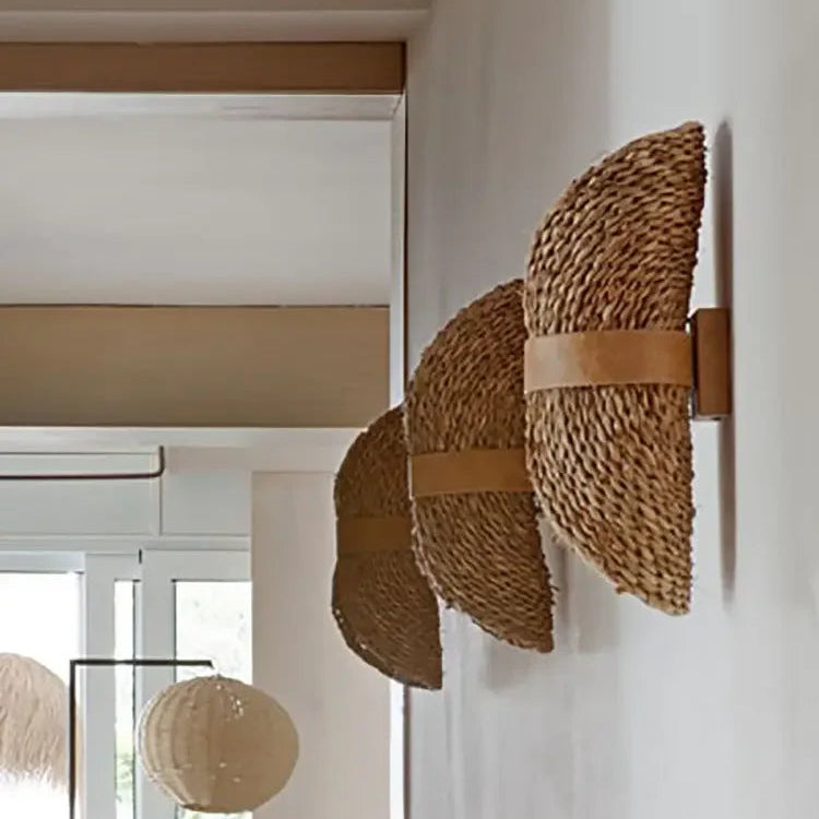 Applique murale en rotin Wabi-Sabi LED – lampe vintage