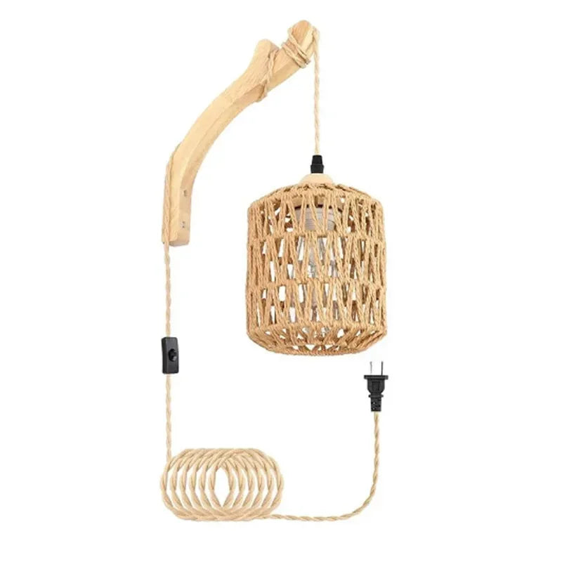 Applique murale en rotin tressé LED