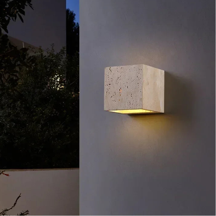 Applique murale en travertin naturel LED – lampe moderne IP65 étanche