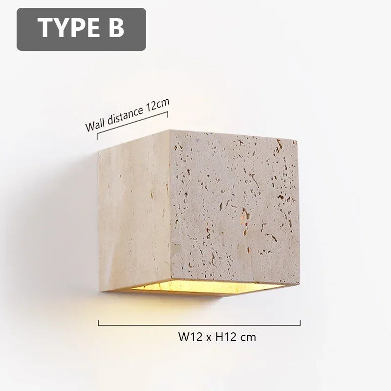 Applique murale en travertin naturel LED – lampe moderne IP65 étanche
