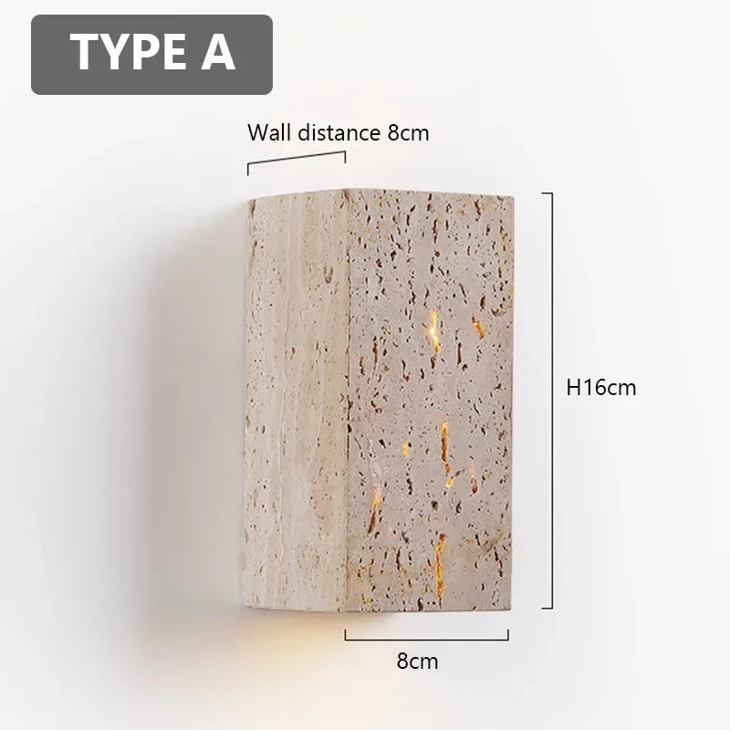 Applique murale en travertin naturel LED – lampe moderne IP65 étanche