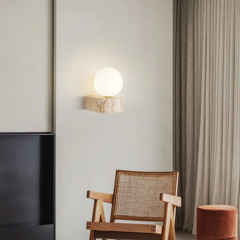 Applique murale en verre et pierre LED – lampe style européen moderne