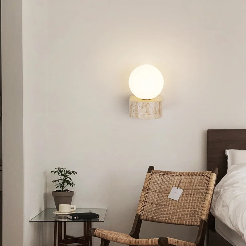 Applique murale en verre et pierre LED – lampe style européen moderne