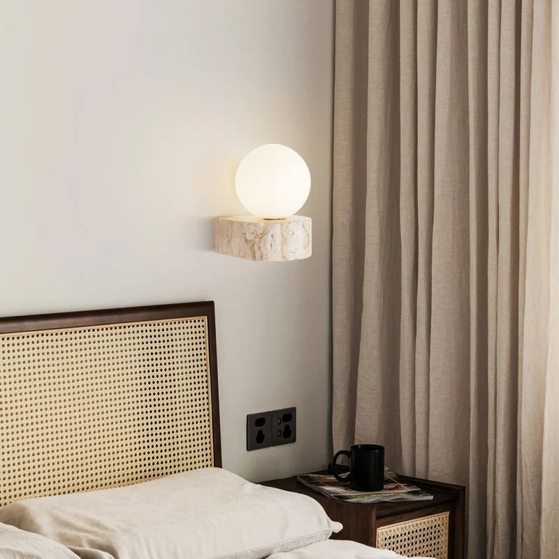 Applique murale en verre et pierre LED – lampe style européen moderne