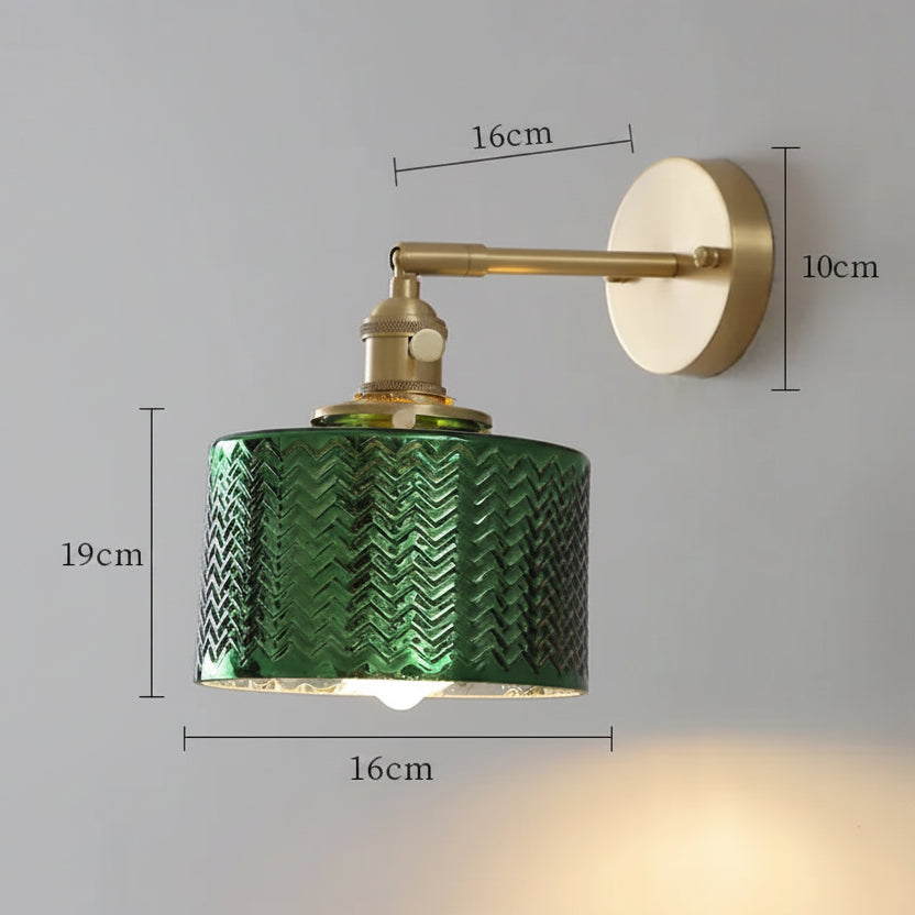 Applique murale en verre vert et cuivre