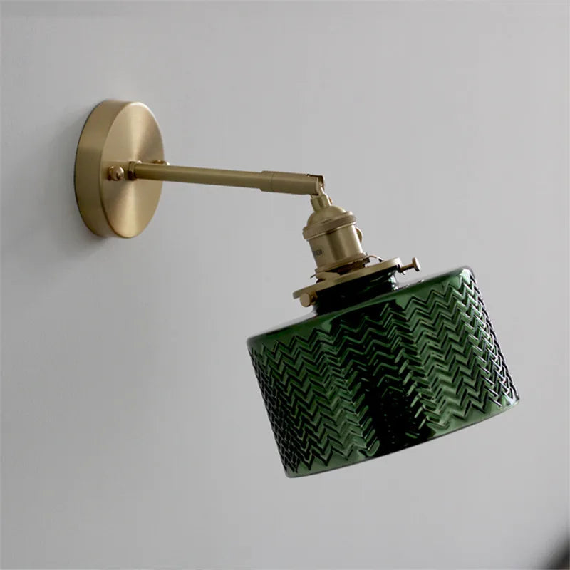 Applique murale en verre vert et cuivre