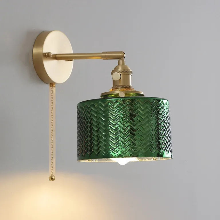 Applique murale en verre vert et cuivre