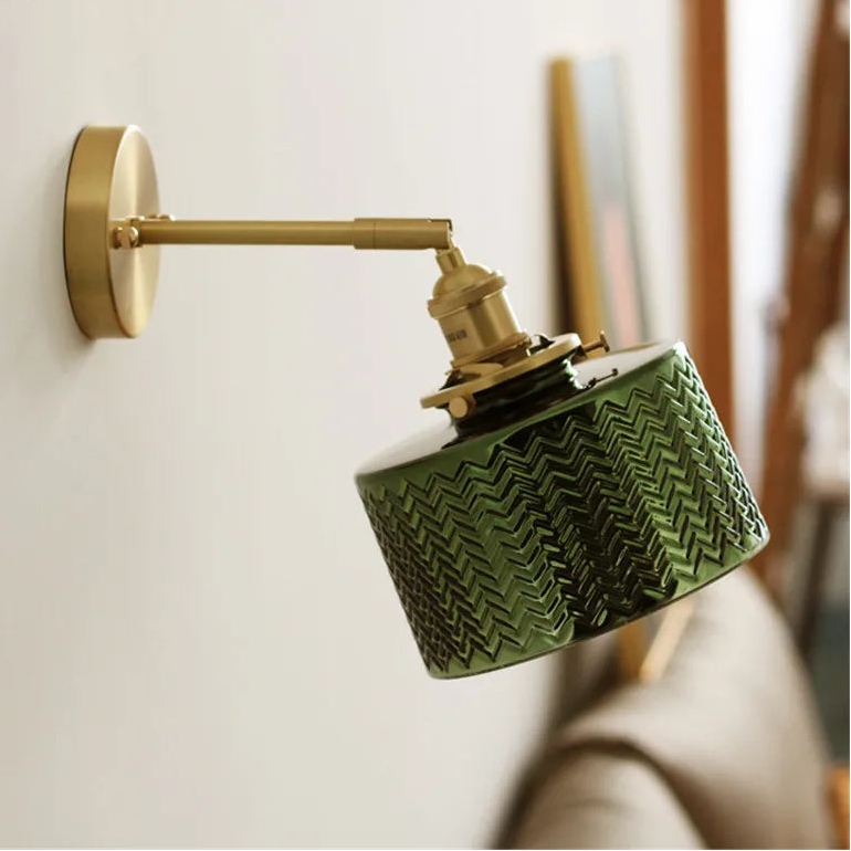 Applique murale en verre vert et cuivre
