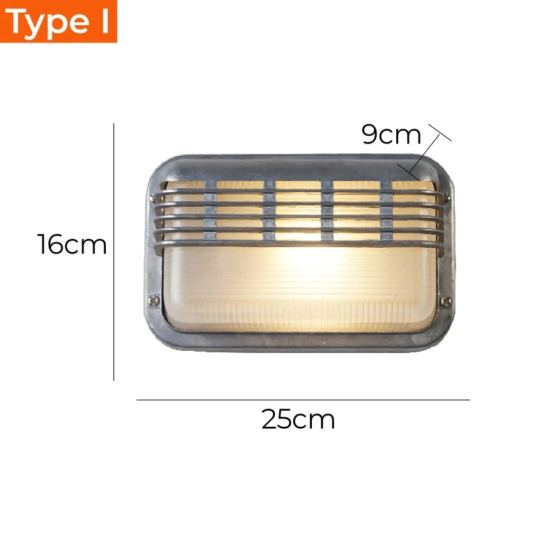 Applique murale extérieure vintage LED IP65 en aluminium et verre