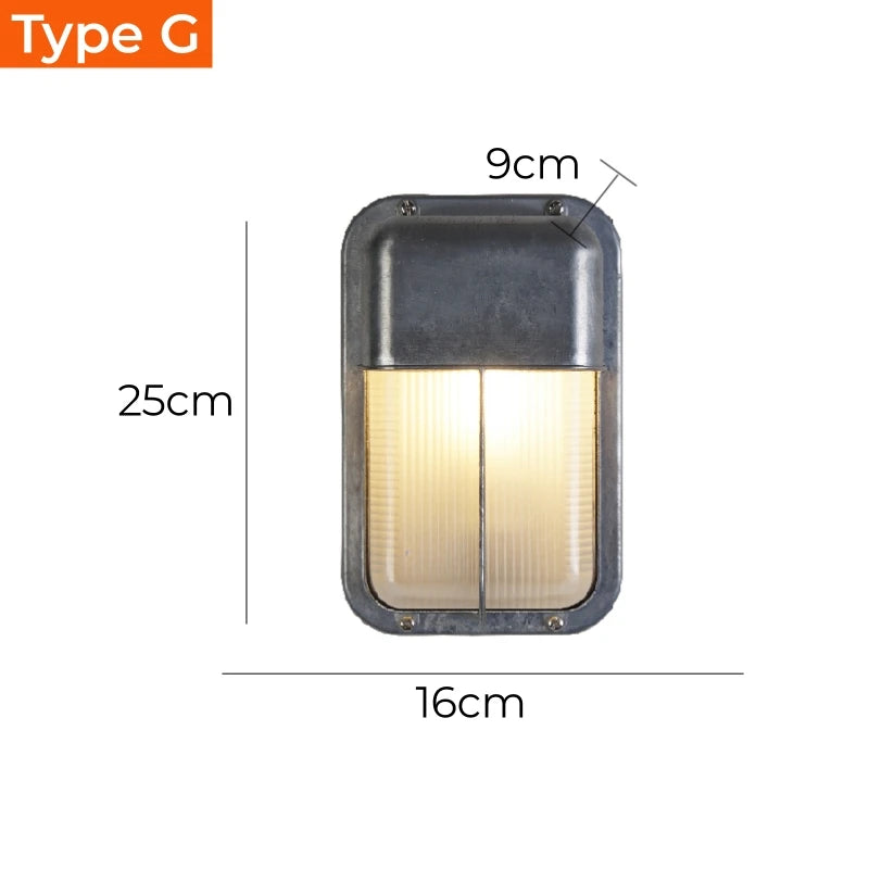Applique murale extérieure vintage LED IP65 en aluminium et verre