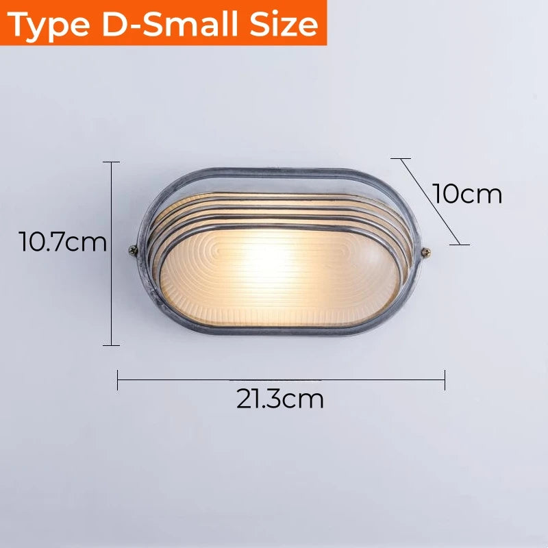 Applique murale extérieure vintage LED IP65 en aluminium et verre