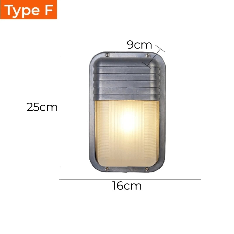 Applique murale extérieure vintage LED IP65 en aluminium et verre