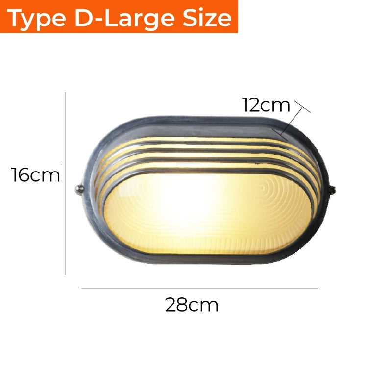 Applique murale extérieure vintage LED IP65 en aluminium et verre