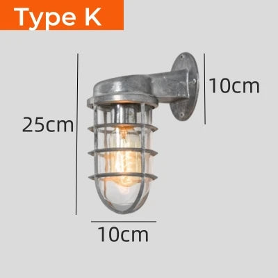 Applique murale extérieure vintage LED IP65 en aluminium et verre