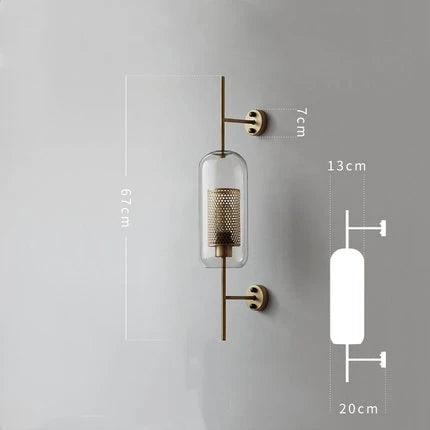 Applique murale industrielle en verre et métal – lampe LED style vintage