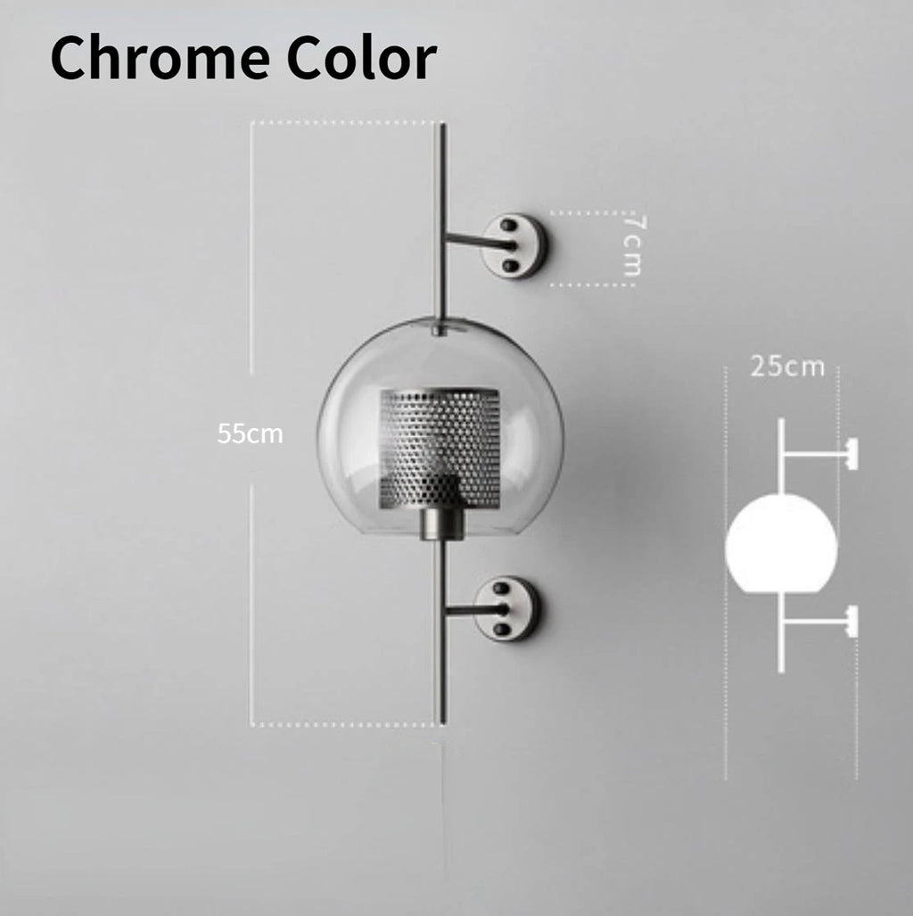 Applique murale industrielle en verre et métal – lampe LED style vintage