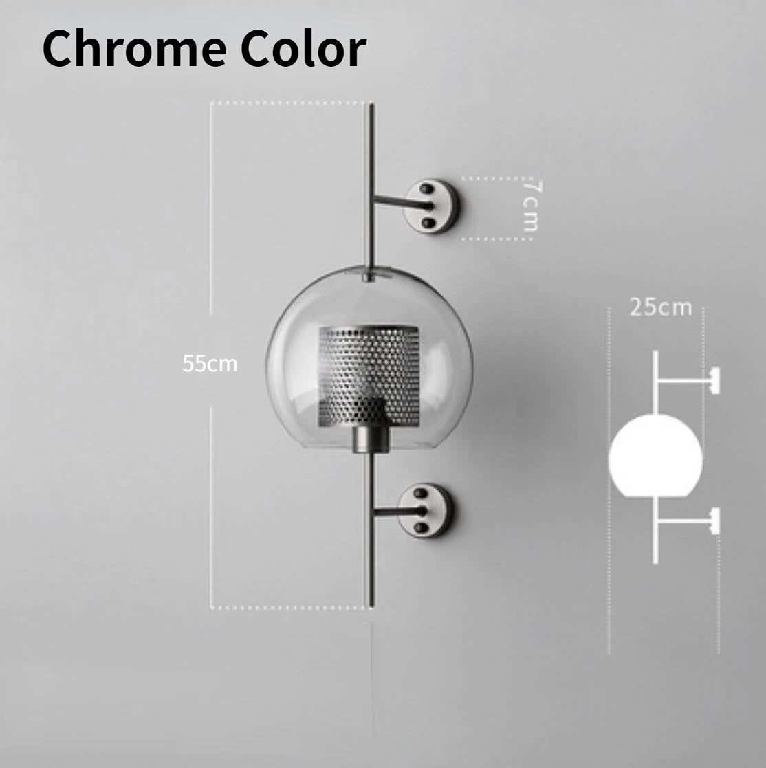 Applique murale industrielle en verre et métal – lampe LED style vintage