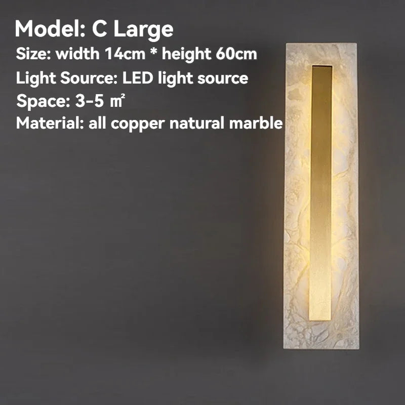 Applique murale marbre doré – Lampe LED luxe moderne | Chambre & Salon